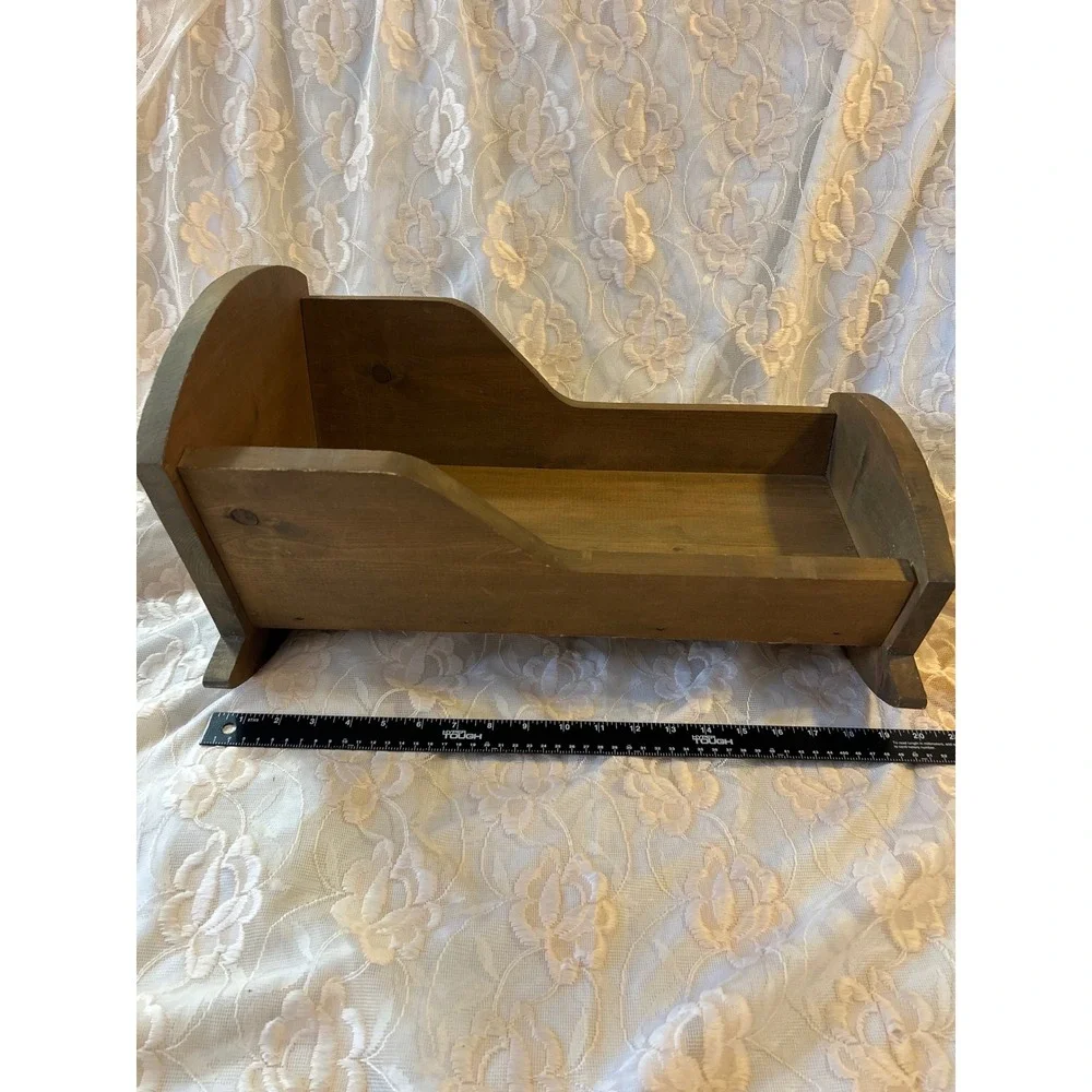 The Whitsons Handcrafted Wooden Doll Cradle Rocking Cradle Dark Rustic Pine Wood